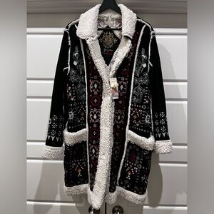 Johnny Was Faux Suede Sherpa Jacket